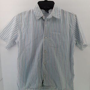 Gap Kids‎ Boys Short Sleeve Button Up Shirt Striped White/Blue Size Large 10